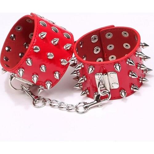 Sexy Adjustable Leather Rivet Handcuff Ankle Cuff Restraints Bondage Sex Toys Adult Slave Docile Games Exotic Riveting Handcuffs