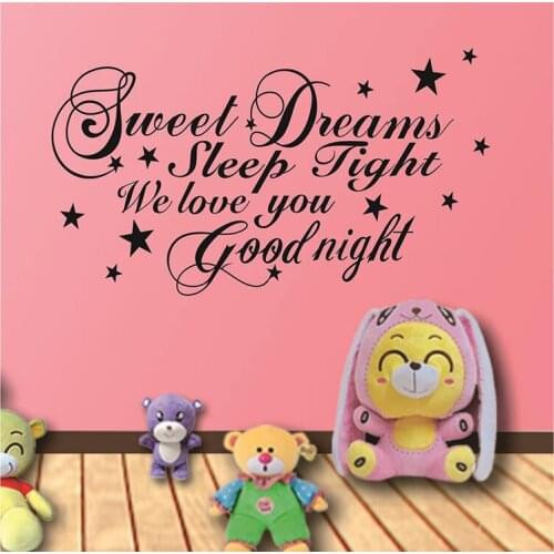 Sweet dreams good night vinyl wall decal quote kids room decor bedroom diy art mural removable wall stickers