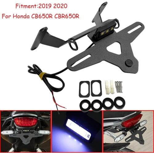 With LED License Lights Rear Fender Eliminator Tail Tidy License Plate Holder Mount Bracket For Honda CB650R CBR650R 2019 2020