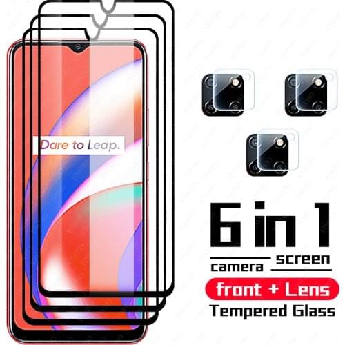Glass on Realme c12 Tempered Glass For Oppo Realme c12 c 12 HD black Screen Protector Phone back camera lens Protective glass