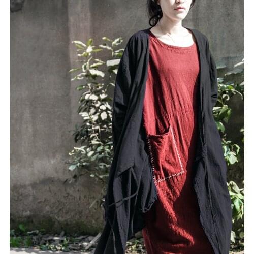 Women Irregular Length Solid Color Trench Coat Outerwear Female Cotton Linen Tops Coat Ladies 2020 Spring Autumn Summer Coat