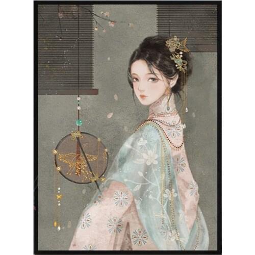 Cross stitch Chinese Girl Needlework,DIY,Sets For Embroidery Kit Full Cross-Stitching Silk & Cotton Threads