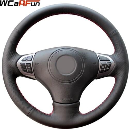 WCaRFun Hand-Stitched Black Artificial Leather Car Steering Wheel Cover for Suzuki Grand Vitara 2007-2013