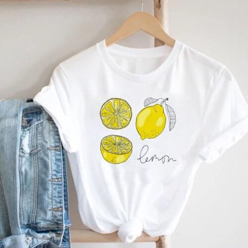 Women Lemon Printing Cute Printed 90s Girl Clothing Fashion Aesthetic Ladies Clothes Female Tops Tee Tshirt Simple T-Shirt