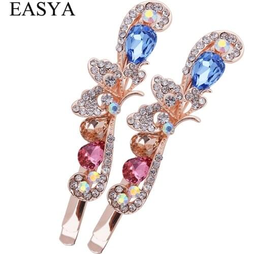 EASYA One Pair Women Girls Sparkling Hairpin Hairwear Crystal Rhinestone Butterfly Hair Clips Headwear Hair Accessories Jewelry