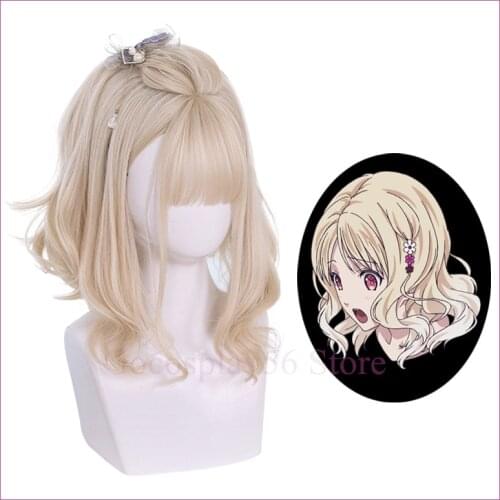 Diabolik Lovers Cosplay Komori Yui Wig Pale Blonde Long Curly Wavy Synthetic Hair Adult Anime Role Play