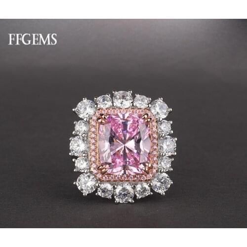 100% 925 Silver Ring Sterling Created Brilliant Gemstone Moissanite Diamond Zircon Fine Jewelry Women Engagement Wedding Gift