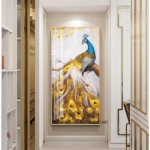 Animal Art Peacock Wall Pictures For Living Room Lucky Bird Style Big Size Posters and Prints Modern Art Unframed