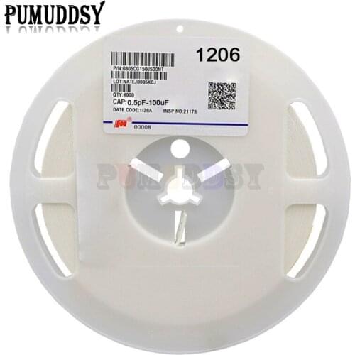 1reel 4000pcs 1206 50V SMD Thick Film Chip bxv Multilayer Ceramic Capacitor 0.5pF-100uF 10NF 100NF 1UF 2.2UF 4.7UF 10UF 1PF