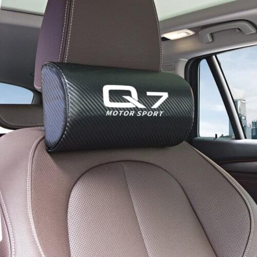 1pcs/set Car Carbon fiber Logo headrest For Audi Q7 TT RS5 A4 B5 B6 B7 B8 A3 8P 8V 8L both side pu leather Car Neck pillow