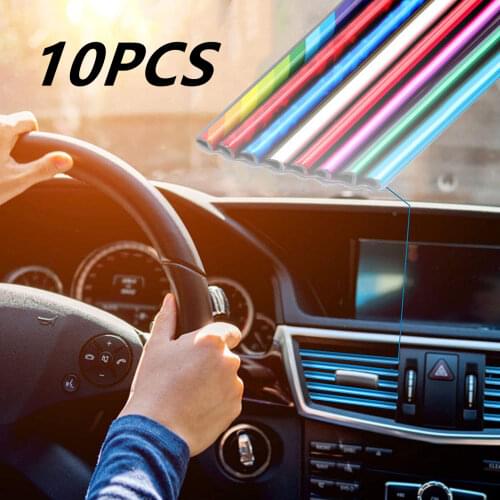 10PCS Car-styling Chrome Styling Moulding Air Vent Trim Strip Air Conditioner Outlet Grille Decoration U Shape Car Accessories
