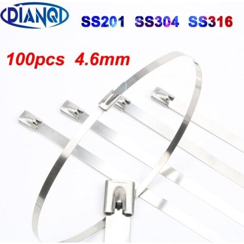 100PCS 4.6mm width Self-Locking Stainless Steel wires metal cable ties self-Lock tie wrap zip ties 4.6x400 SS316