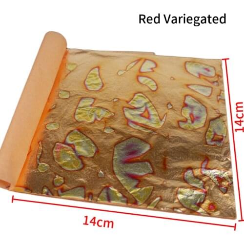 20 booklets of 500 sheets 14x14cm Red Green Blue Variegated Imitation Gold Fossil Leaf for gilding with furniture Paints Nails