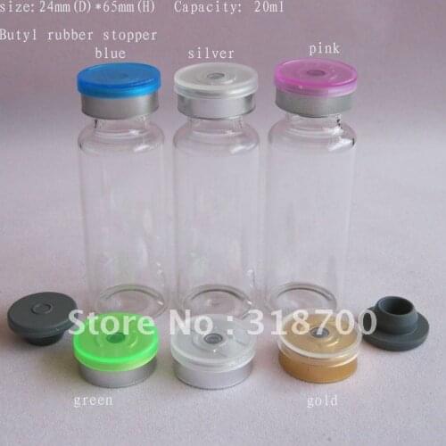 20ml clear glass vial with Butyl stopper with flip cap, 20ml glss bottle, cosmetic packaging container