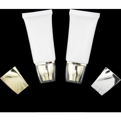 20pcs 30g Mini Empty white Portable Travel Hoses Make Up Soft Tube Cosmetic Cream Lotion plumbing Bottle gold screw cap