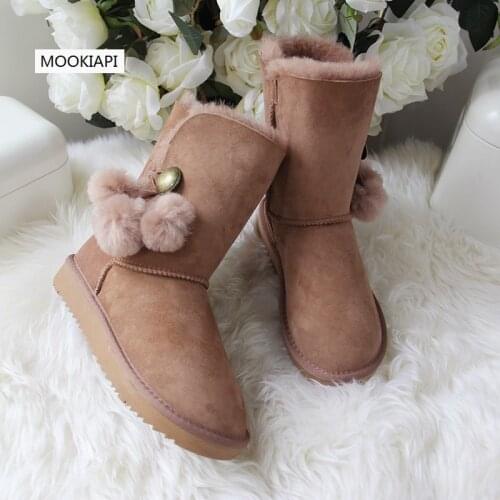 2019 European high-quality snow boots, real sheepskin, 100%natural wool, womens boots, free delivery 4 colors