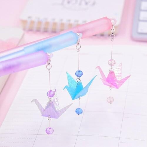 40 pcs/lot Lovely Thousand Paper Cranes Pendant Gel Pen Cute black ink Neutral Pen School writing Supplies Promotional Gift