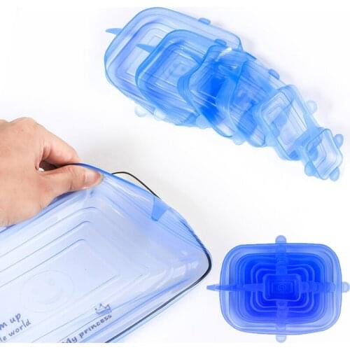 6pcs Silicone Stretch Lids Universal Lid Silicone Bowl Pot Lid Silicone Cover Pan Cooking Food Fresh Cover Microwave Cover