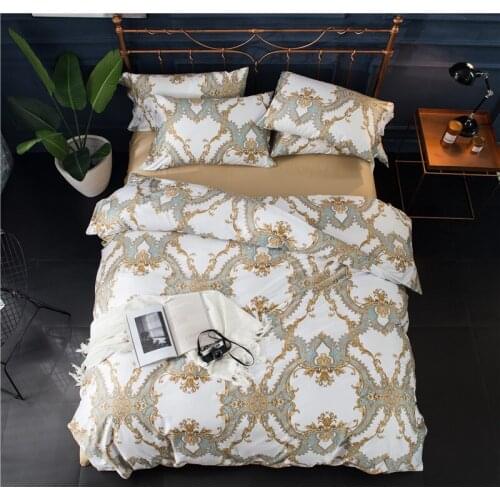 Egyptian cotton king queen duvet cover set leaf print boheimia modern Bedding set blue white green Bed sheet set pillowcase 36