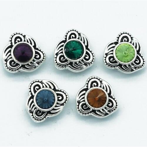 Hot sale 10pcs mixed beauty pattern sign 12MM rhinestone metal snap buttons fit DIY 12mm snap jewelry KZ9075