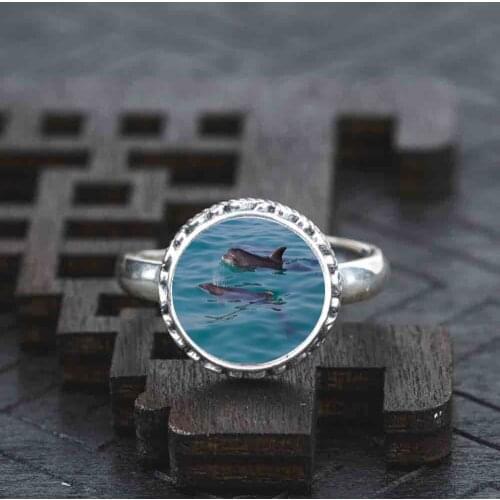 925 Sterling silver two dolphins Ring jewelry adjustable wedding dress for women girls ladies 1pcs/set 2020 hot vintage mini