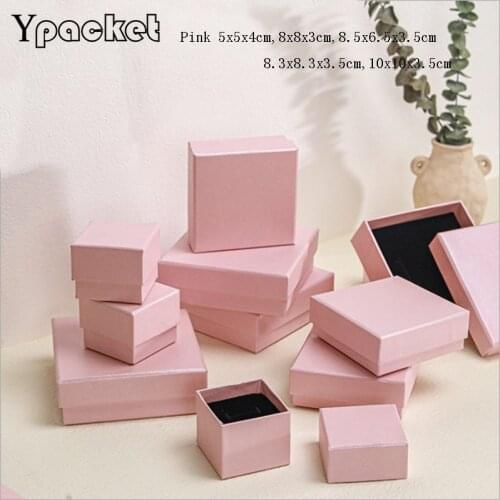 5Sizes Square Jewelry Organizer Box Pink Engagement Ring For Earrings Necklace Bracelet Display Gift Pendant Storage Paper Boxes
