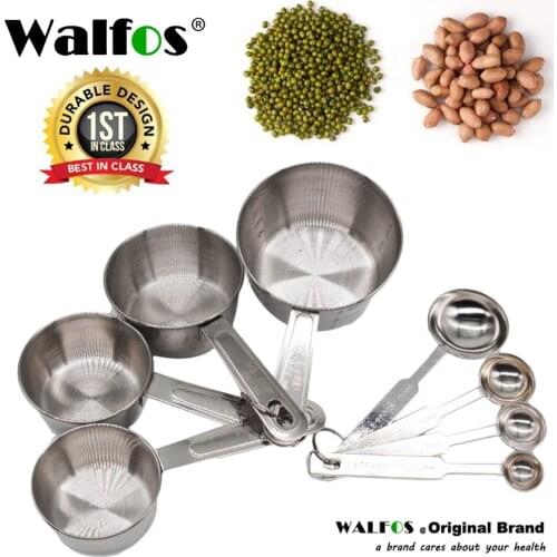 Walfos Hot Selling Stainless Steel Kitchen Measuring Cup Measuring Tools Measuring Spoons Baking Spoon Of Sugar Coffee Sets