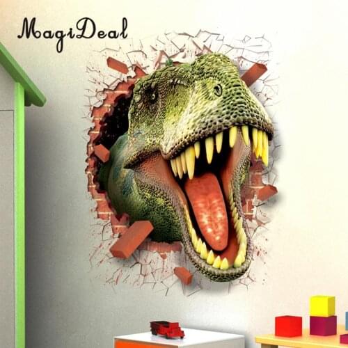 MagiDeal 3D Wall Sticker Dinosaur Head Football Decal Wall Stickers for Kids Rooms Home Decoration Accessories