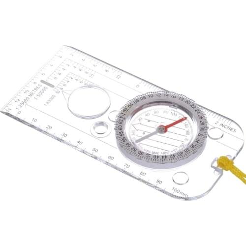 Multi-function Drawing Ruler Professional Map Scale Camping Navigation Compass Angle Ruler Magnifier