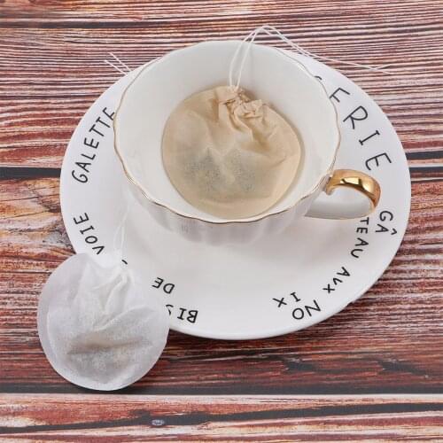 100 Pcs/lot Disposable Round Tea Bags Teabags Empty Scented Tea Bags Filter Infuser with String Heal Seal Paper Teabag