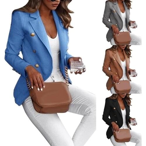 Plus Size Women Suit Jacket Autumn Solid Color Lapel Long Sleeve office Business Women Blazer Coat Suit Jacket