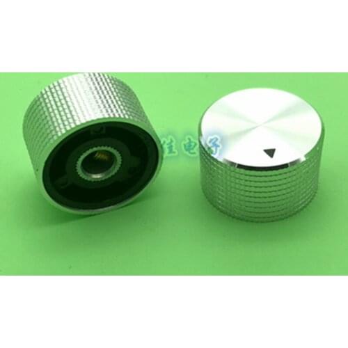 5 Piece Aluminum alloy potentiometer knob 25 * 15.3mm silver power amplifier volume adjustment knob round hole 6.35mm