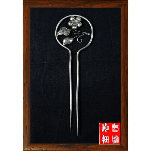 Miao Silver Hair Stick Pure Handmade Hanfu Costume Hair Accessory Vintage Palace Use Hair Jewelry