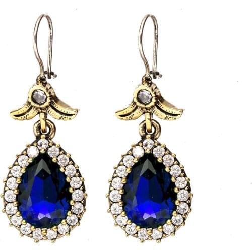 Blue Sapphire Cubic Zirconia Silver Drop Model Earrings Hurrem Didar Sultan Earrings