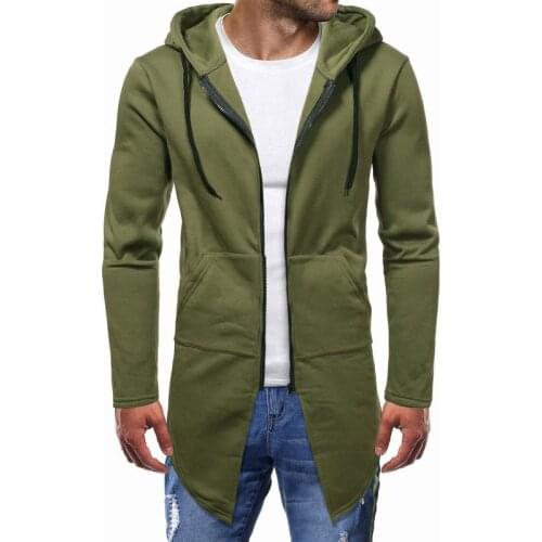 M-3Xl New Mens Autumn Long Hoodies Sweatshirt Male Solid Color Slim Fit Zipper Hooded Outerwear Sweatshirts