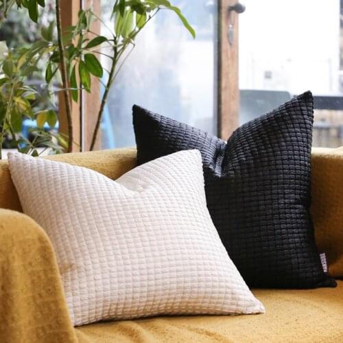 Texture Fabric Cushion Cover Black White Corn Kernels Throw Pillow Cushion Cover Lumbar Support Pillow Without Stuffing