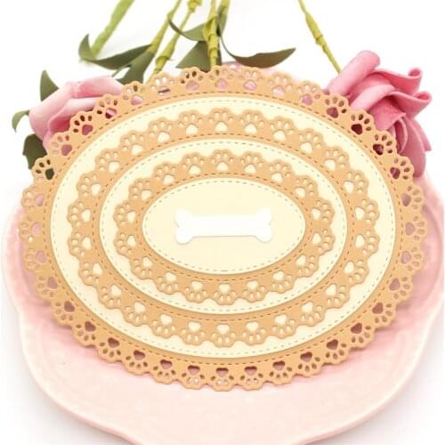 YPP CRAFT Paw Print Oval Frame Metal Cutting Dies Stencils for Scrapbooking/photo album Decorative Embossing Paper Cards