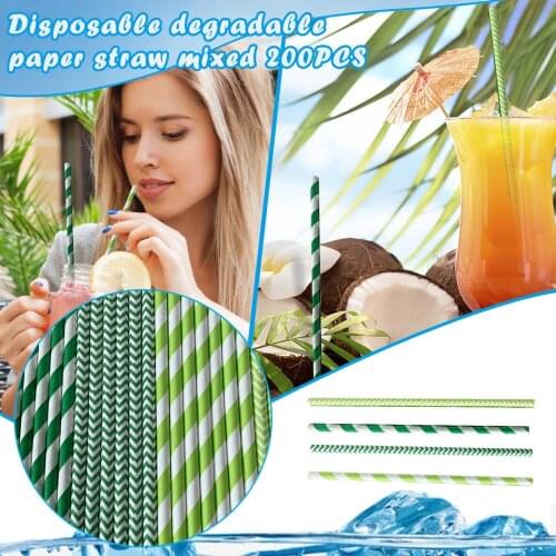 Juice Drink Milk Tea Straw 200pcs Strohhalm Multi Color Drinking Bar Supplies Disposable Colored Paper Straw Party Decoration