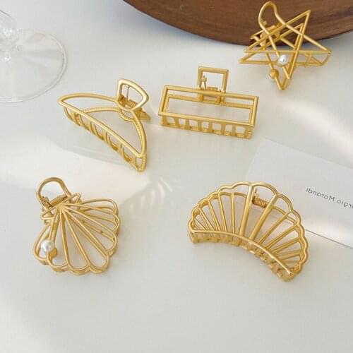 Star Shell Pearls Gold Color Metal Women Hair Claws Hair Accessories Hairclips Hairpins Ladies Hairgrip Headwear Girls YHA025