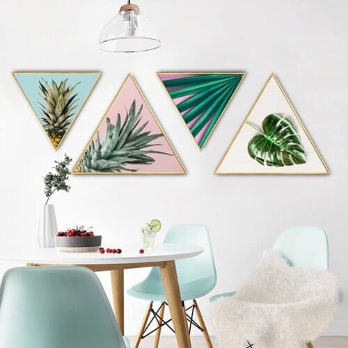 Green plant triangular painting wall pictures for living room framed wall art canvas bathroom accessories anime poster