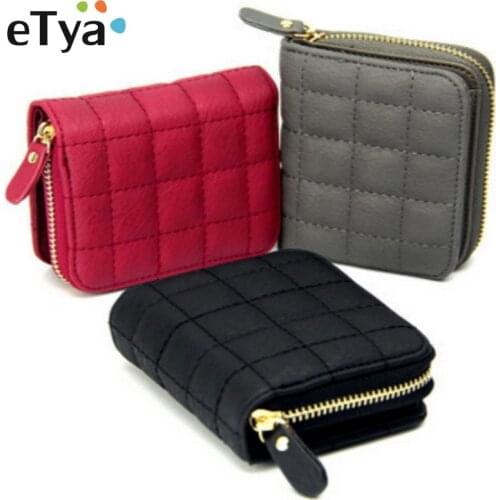 Women Short Wallets PU Leather Female Plaid Purses Ladies Card Holder Wallet Fashion Woman Small Zipper Wallet with Coin Purse