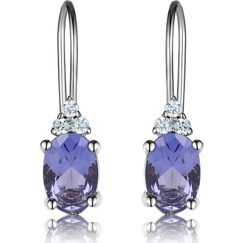 Real 925 Sterling Silver Earrings Nano Gemstone Tanzanite Blue Topa Delicate Clip Earrings For Women Gifts Classic Fine Jewelry