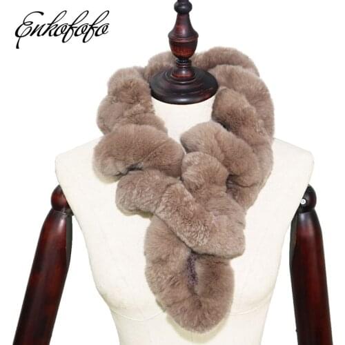 80CM Winter Women Real Rex Rabbit Fur Scarf Natural Rabbit Fur Neckerchief Ring Collar Shawl Fashion Long Rabbit Fur Scarves
