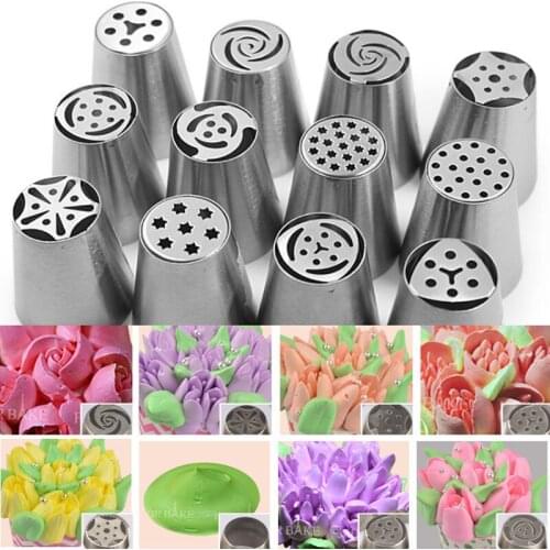 1pcs Russian Flower Squeezer Cake Icing Nozzles Mouth Piping Tips Pastry Decorating Stainless Steel Baking tool