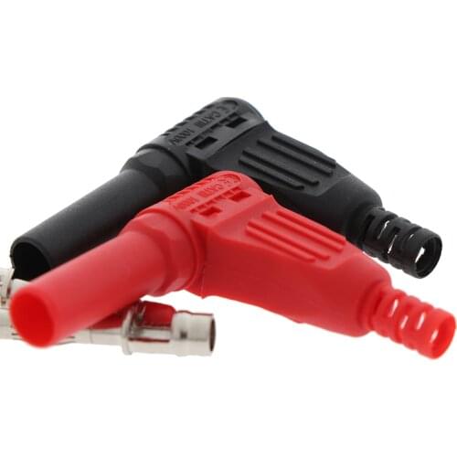 2Pcs Hot New 4mm Male Right Angle Insulation Wire Solder Type DIY Banana Plug Connectors Multimeter Test