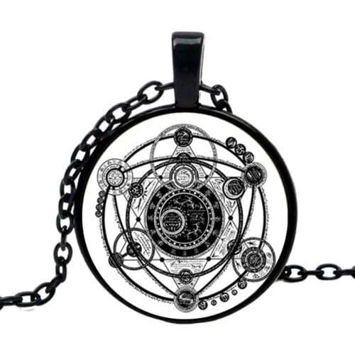 2019 hot sale Sigil Magic Witchcraft pattern glass pendant necklace jewelry Traveler Gift necklace Pendant I Camp Magic array