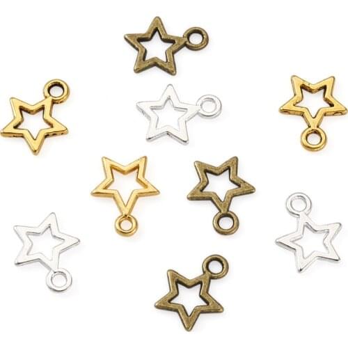 Givenny 400pcs Mini Star Charms Mixed Color Star Pentagram for Handmade Necklace Pendant DIY Jewelry Making 12x9.5~10x1.5mm