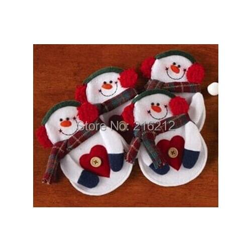 50 pcs Christmas &Santa Kitchen Cutlery Suit Holders Porckets Knifes and Folks Bag Snowman Shaped