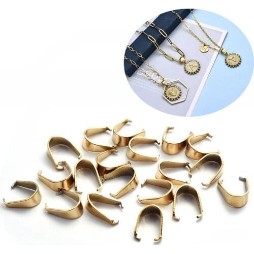 50pcs/Lot Gold Stainless Steel Pendant Clip Clasp Melon Seeds Buckle DIY Necklace Bracelet Connectors Jewelry Making Findings
