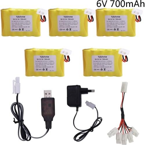 6v 700mAh NI-CD Battery Tamiya Plug and 6v Charger set For RC Toys Cars Boat truck train Gun Robot parts NICD AA 6V Battery Pack